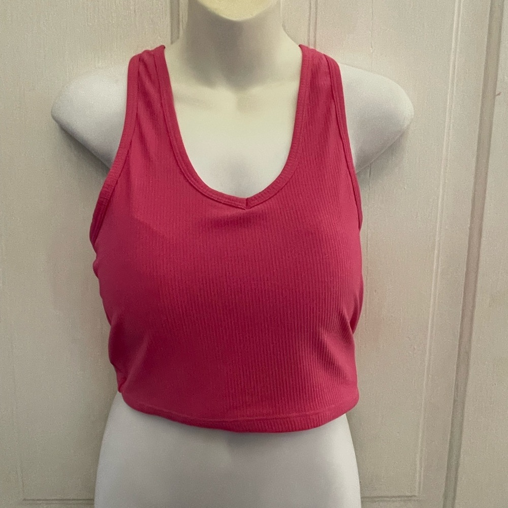 Jady k Pink Ribbed sports bra Tank Top